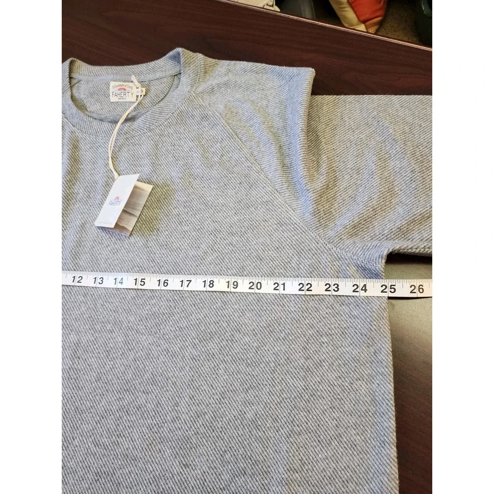 Faherty Legend Sweater Crew Mens 2XL Gray Twill Pullover Long Sleeve NEW $128